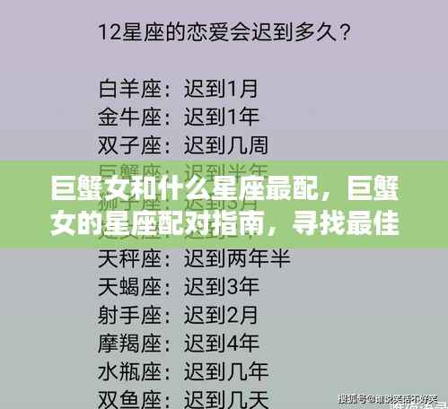 巨蟹女的最佳星座配对伴侣指南，揭秘星座配对奥秘，助你找到真爱！